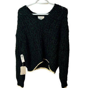 Wilfred Aritzia Eleanor black/botany chunky knit sweater size large NWT